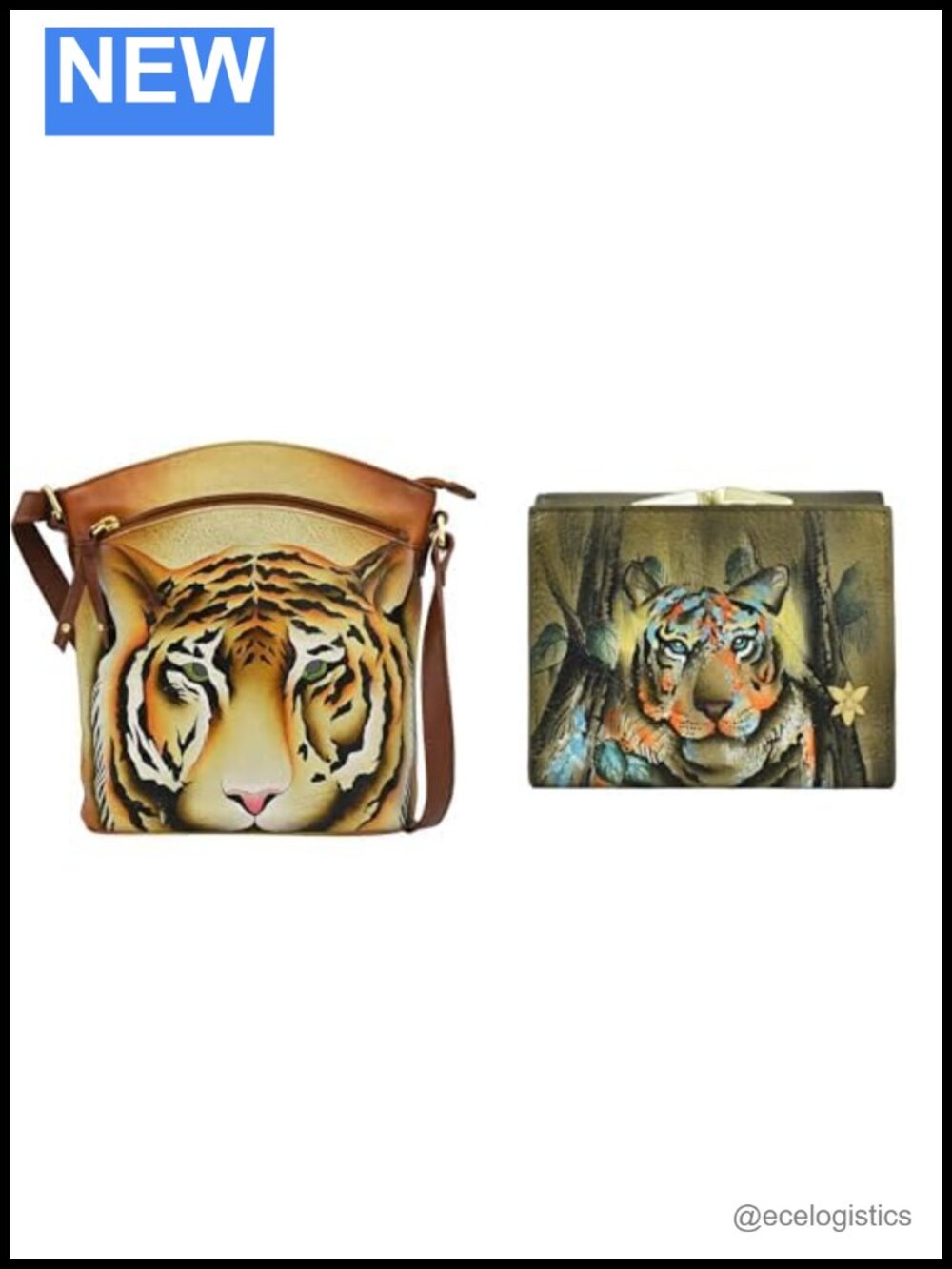 Genuine Leather Hand-Painted Crossbody Bag and Wallet Bundle